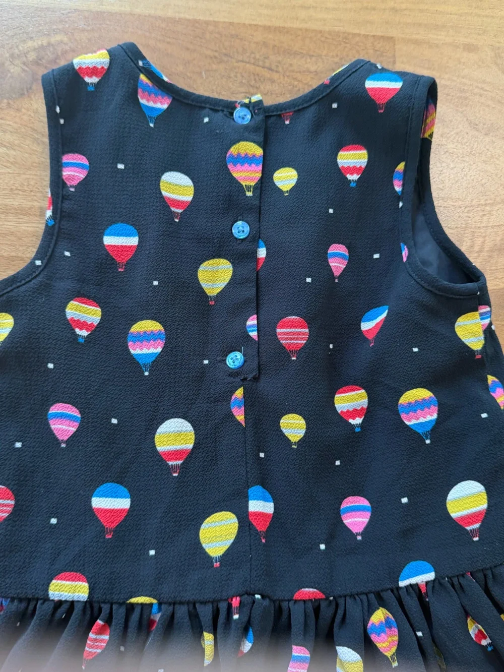 Pippa & Julie Black Dress with Multicolor Hot Air Balloon Print Size 5